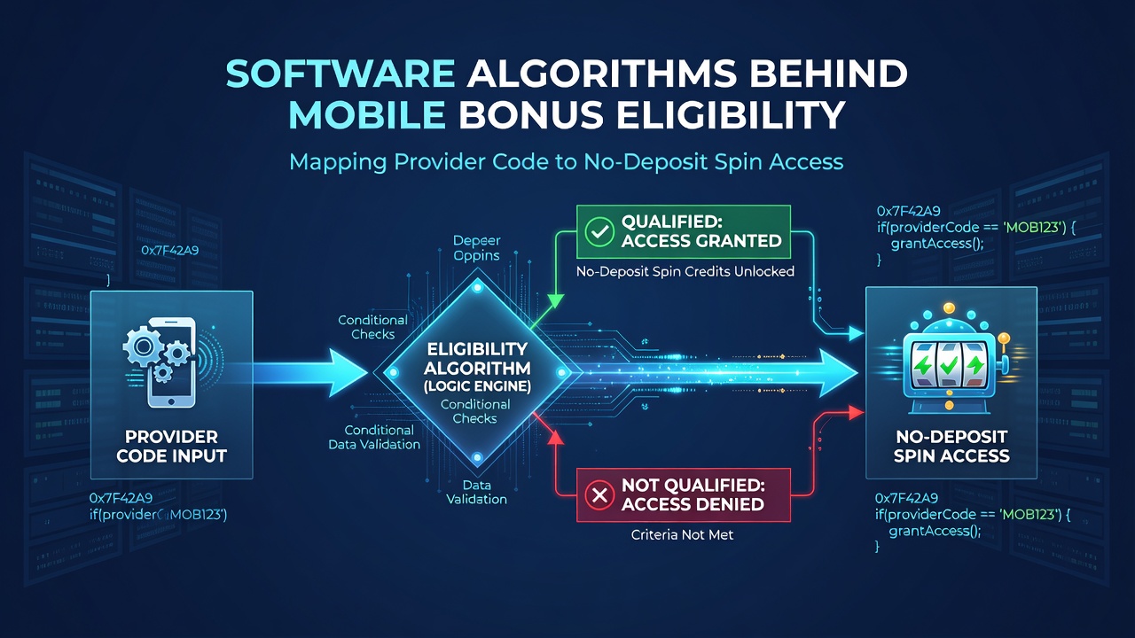 Backend algorithm flowchart illustrating code mapping to spin eligibility