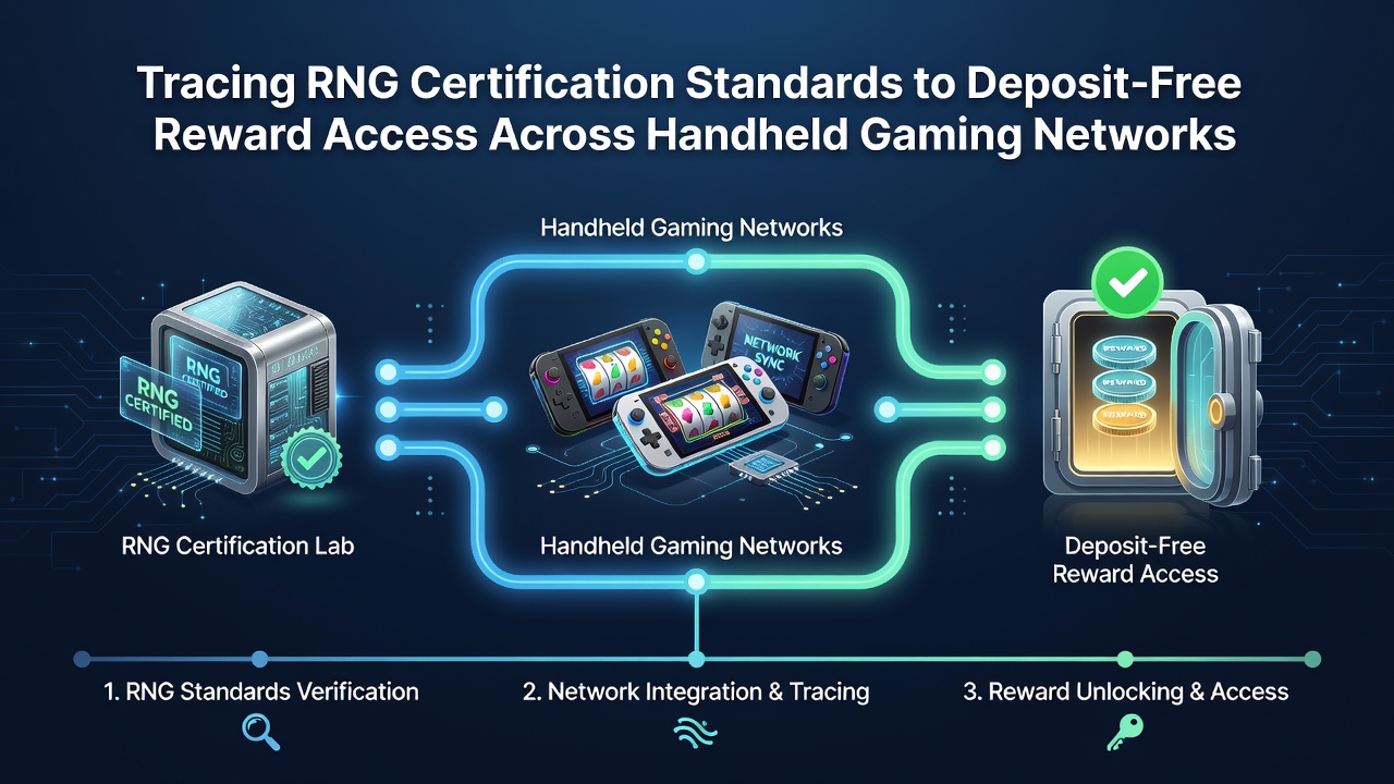 Mobile device displaying certified RNG interface connected to reward distribution dashboard
